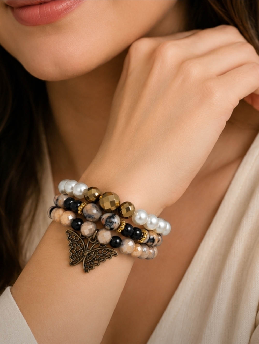 Elegant Multi-Color Beaded Stack Bracelet Set